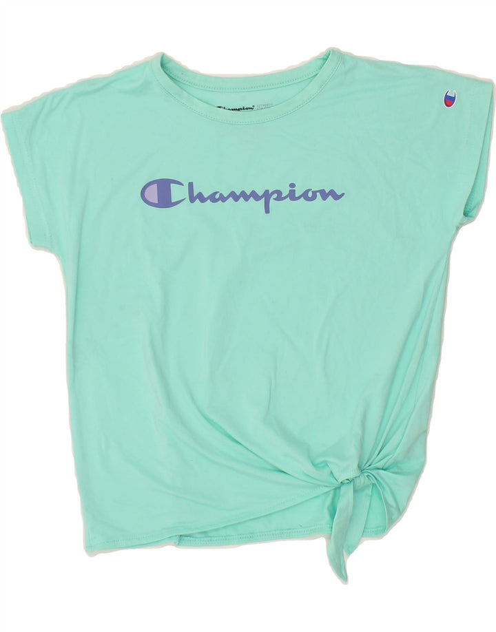 CHAMPION Girls Graphic T-Shirt Top 7-8 Years Turquoise Polyester Vintage Champion and Second-Hand Champion from Messina Hembry 