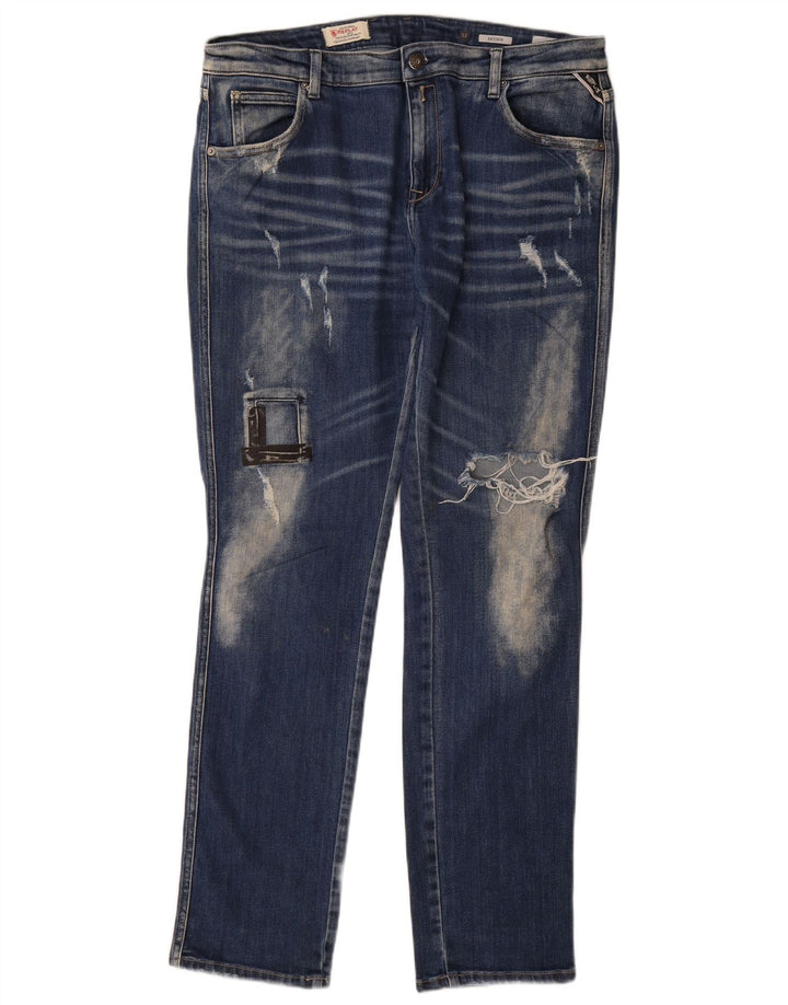 Replay Dame Katewin Distressed Slim Jeans W32 L32 Blå Bomuld