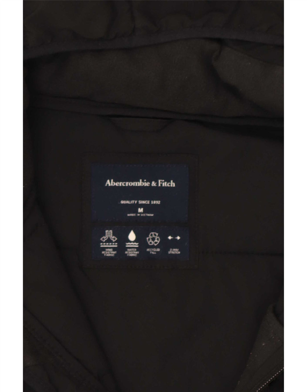 Abercrombie & Fitch Herre hættepolstret jakke UK 38 Medium Sort