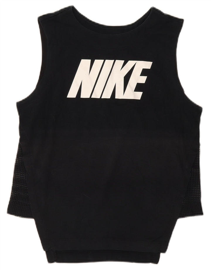 NIKE Grafisk Vest Top UK 10 Lille sort Syntetisk til kvinder