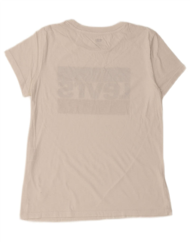 LEVI'S Womens Graphic T-Shirt Top UK 6 XS Off White