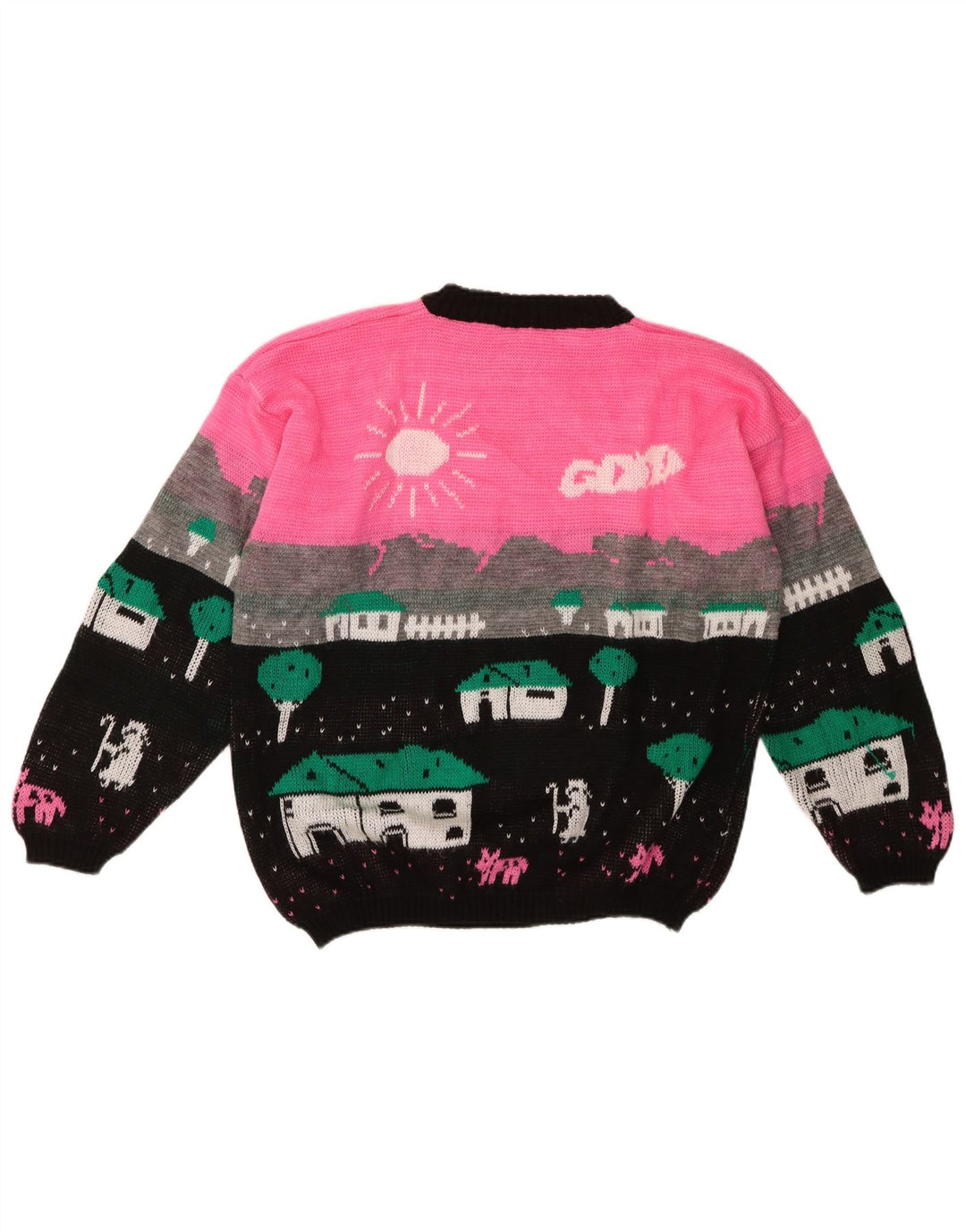 Alta Moda Dame Crew Neck Jumper Sweater UK 16 Large Pink Colourblock Uld