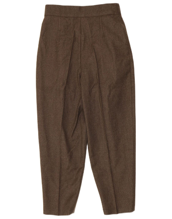 Vintage Dame Crop Pegged Suit Trousers IT 42 Medium W26 L25 Khaki