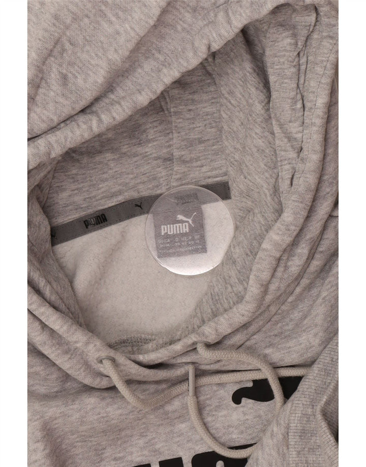 Puma Graphic Hoodie Jumper UK 12 Medium Grey Flecked Polyester