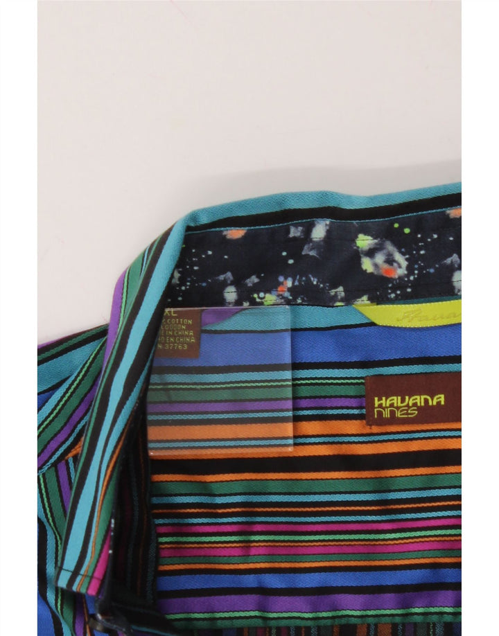 HAVANA NINES Mens Shirt XL Multicoloured Striped Cotton Vintage Havana Nines and Second-Hand Havana Nines from Messina Hembry 