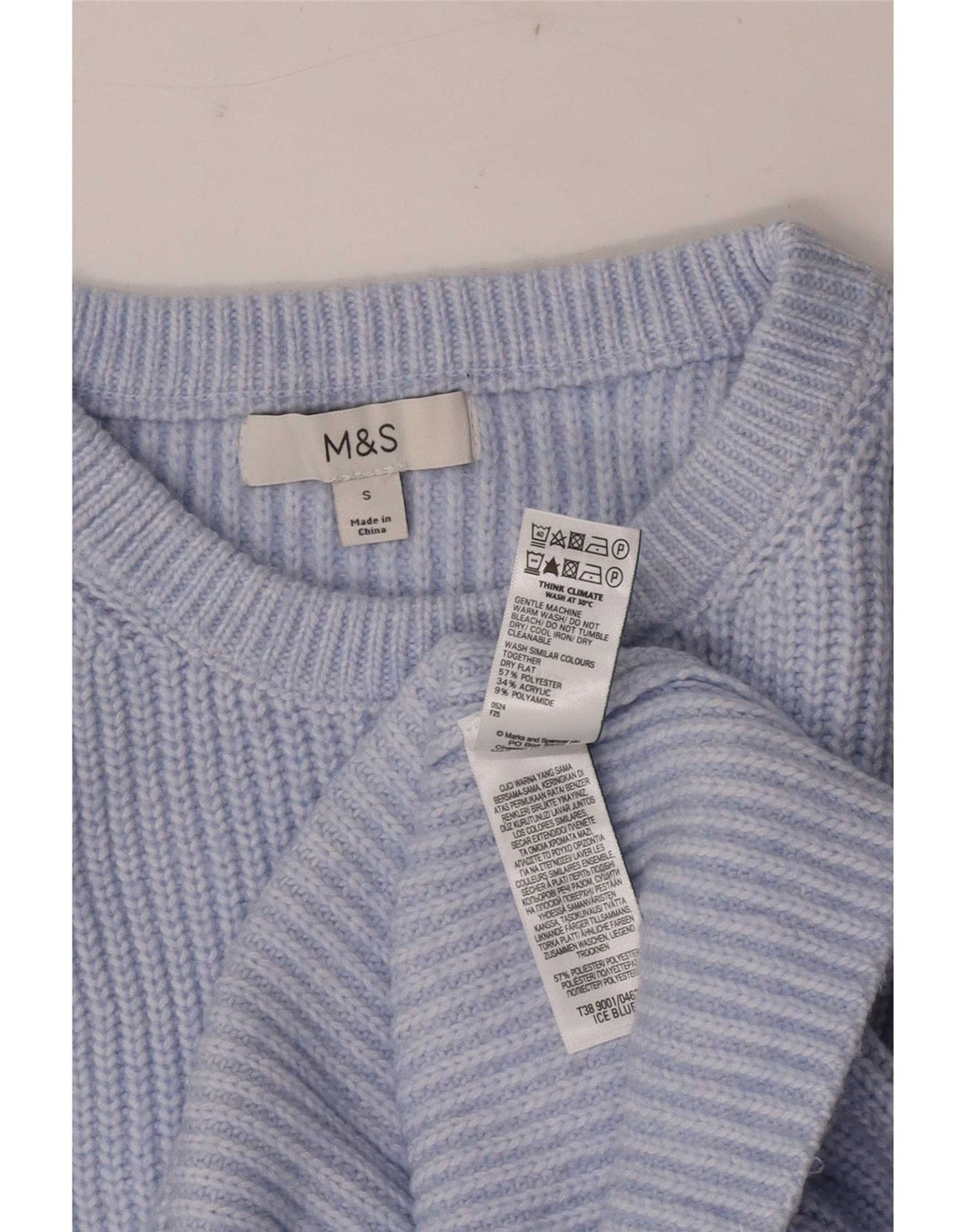 Marks & Spencer Dame Boat Neck Jumper Sweater UK 10 Small Blue Polyester