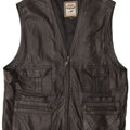 Lindbergh Mens Leather Utility Gilet UK 44 2XL Sort