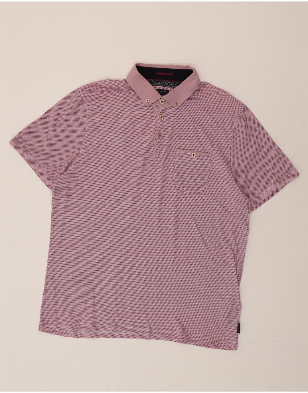 Ted Baker herre poloshirt str. 6 2XL Pink geometrisk bomuld