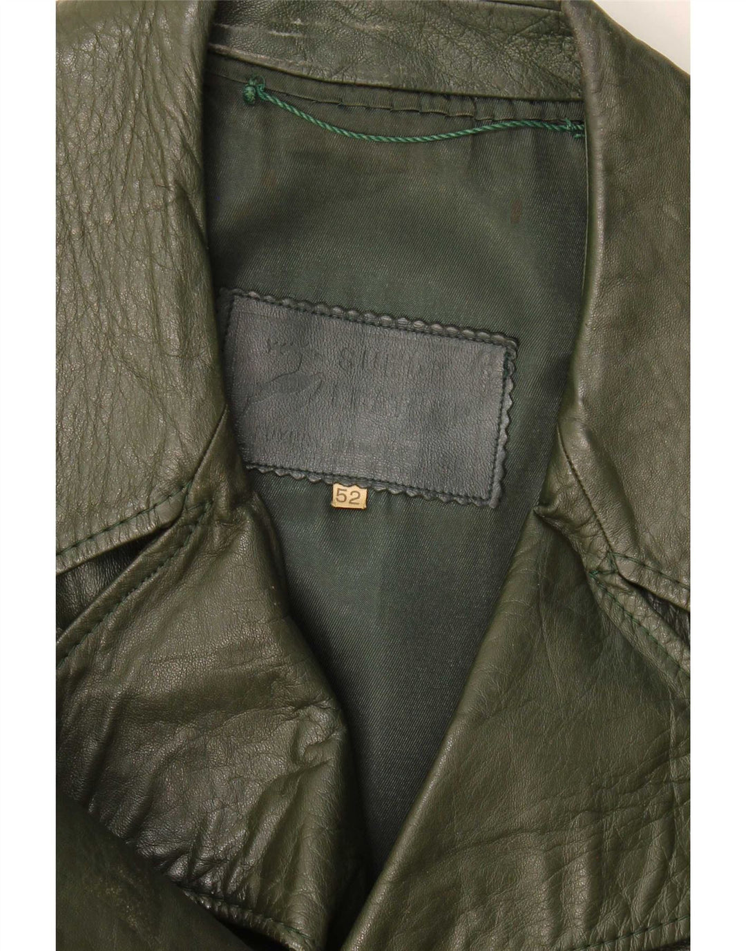 Vintage herre læderjakke IT 52 XL Khaki