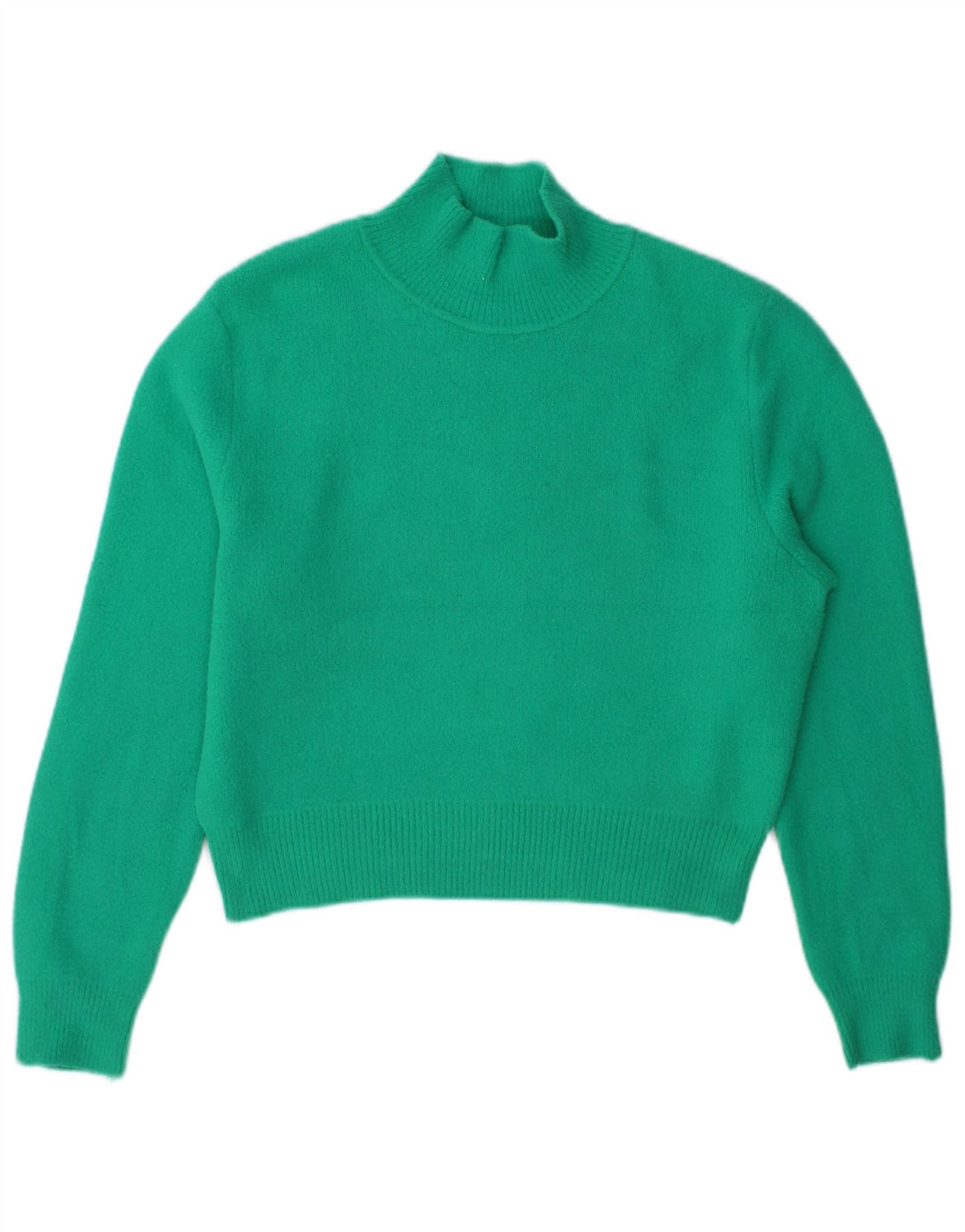Zara Dame Crop Turtle Neck Jumper Sweater UK 14 Medium Green