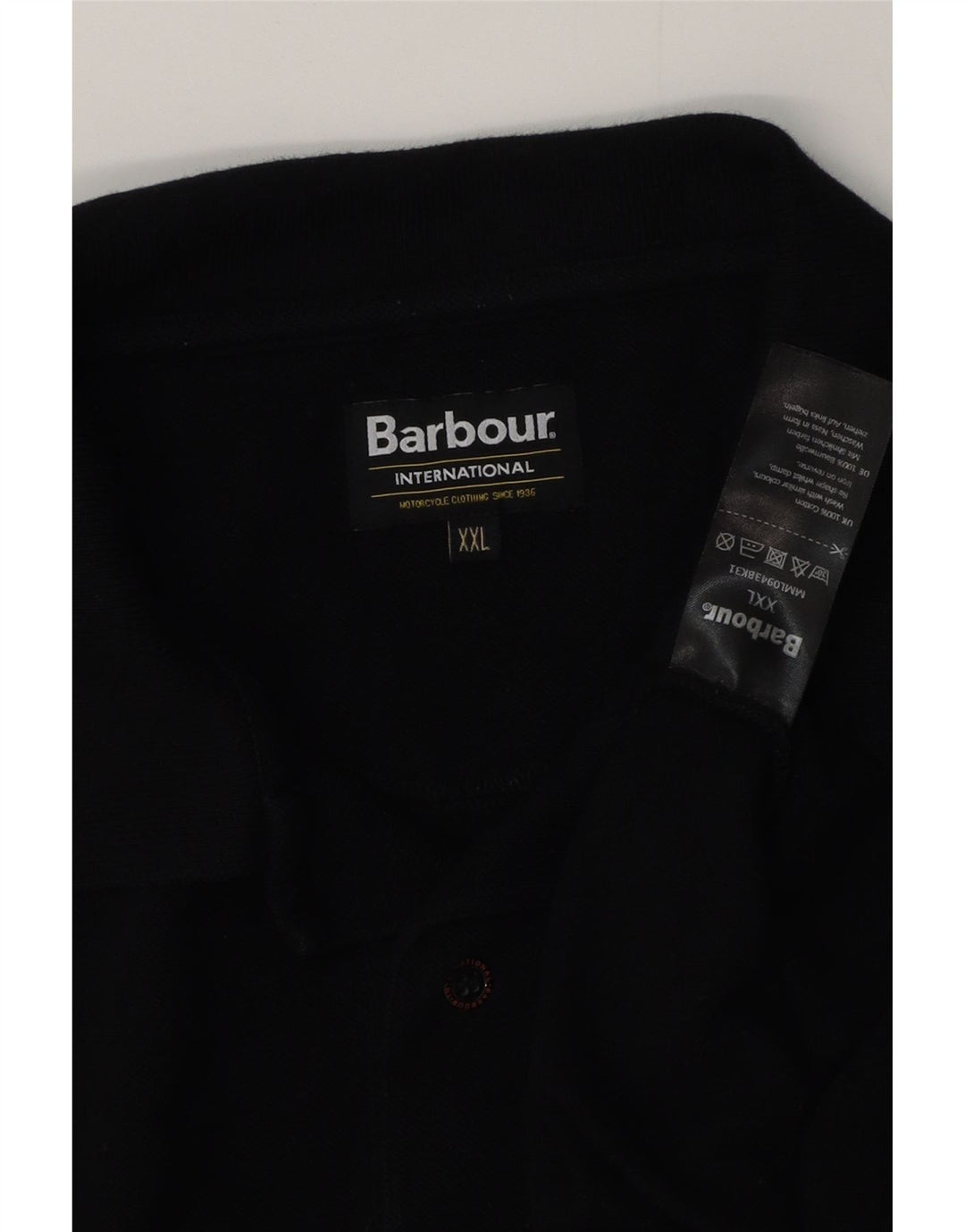 BARBOUR Langærmet poloskjorte til mænd 2XL sort bomuld