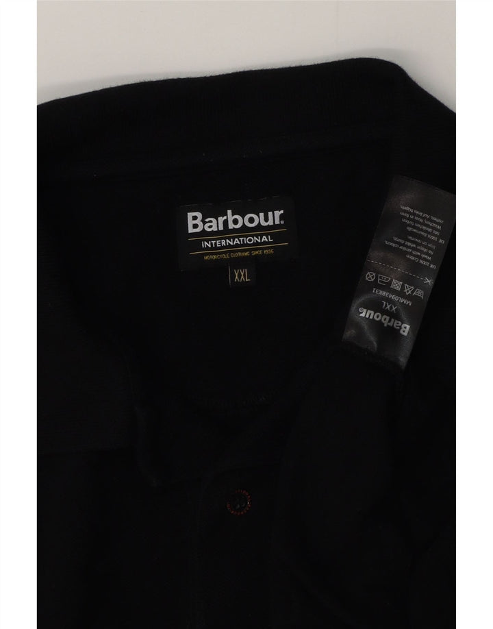 BARBOUR Langærmet poloskjorte til mænd 2XL sort bomuld
