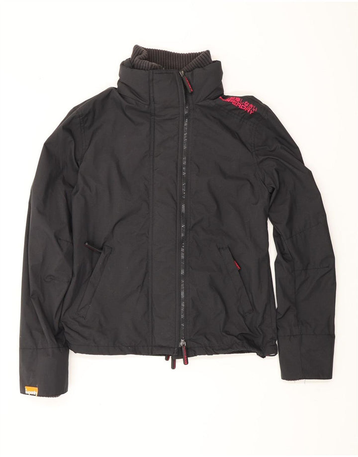 SUPERDRY Dame Windbreaker Jacket UK 16 Stor Sort Nylon