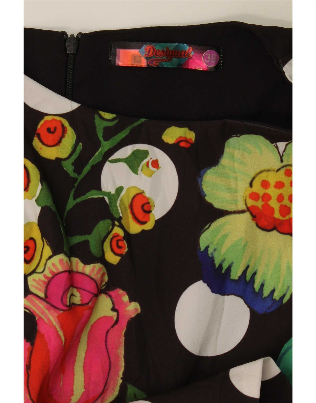 Desigual Dame Ærmeløs Skede Kjole EU 38 Medium Black Floral