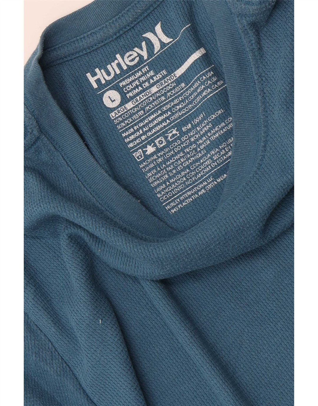 Hurley Herre Premium Fit Top Langærmet Stor Blå Bomuld