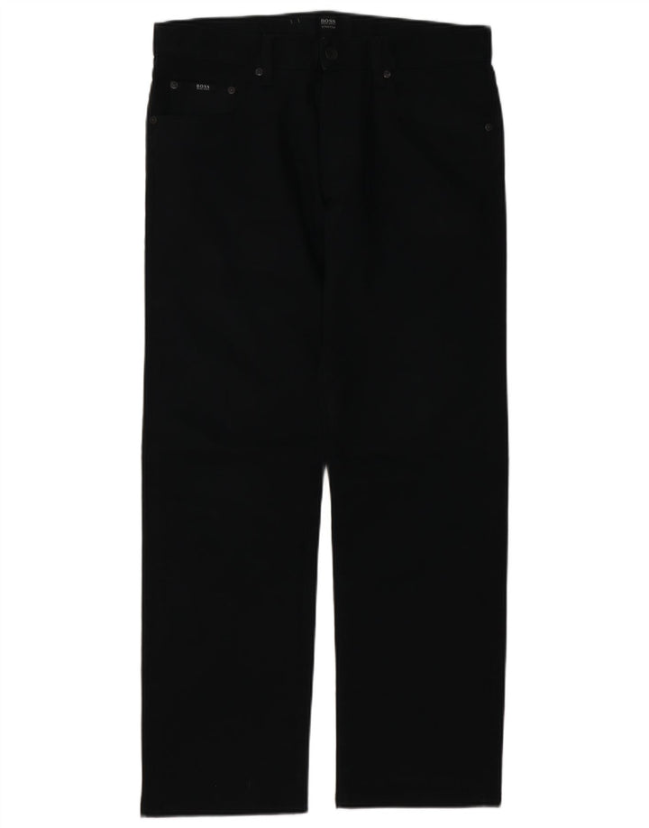 HUGO BOSS Straight jeans til mænd W33 L29 Sort bomuld