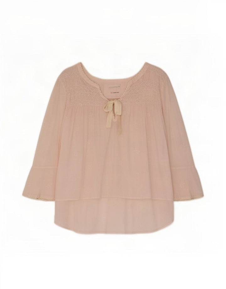 Odd Molly Dame Langærmet Front Tie Se Through Top UK 12 Medium Pink
