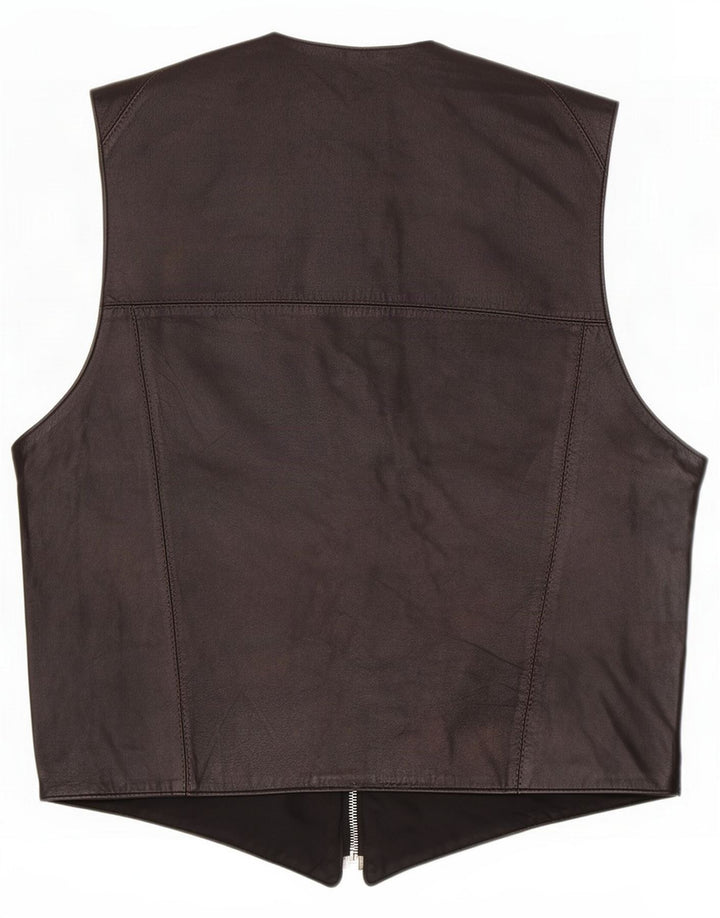 Vintage Lædervest til mænd Small Black Biker