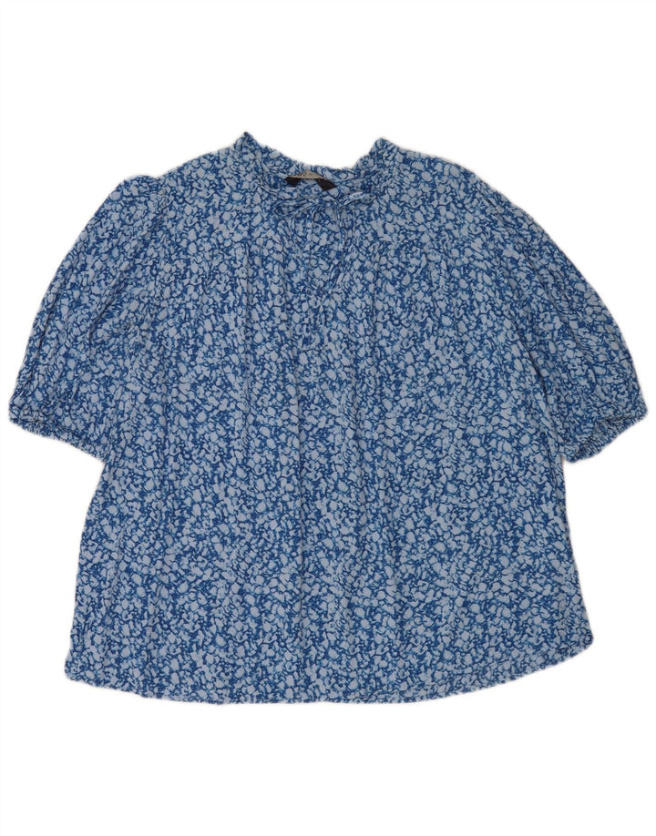 Marks & Spencer Dame Oversized bluse Top UK 14 Large Blue Viscose