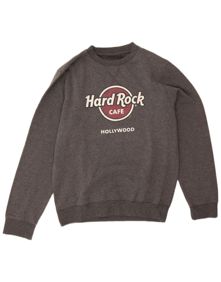 Hard Rock Cafe Herre Hollywood Grafisk Sweatshirt Jumper Medium Grå Flecked