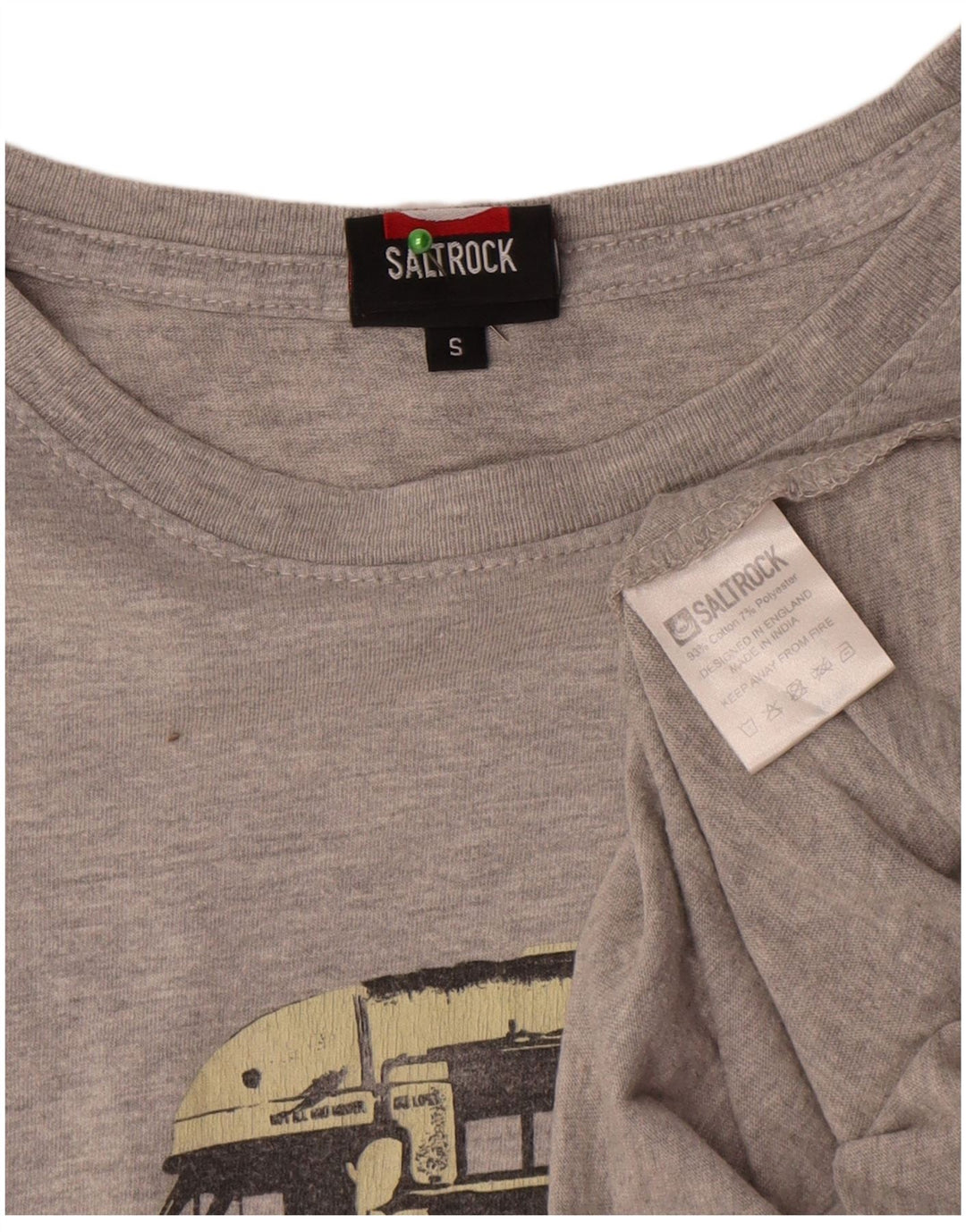 Saltrock Herre grafisk T-shirt Top Lille grå Flecked Bomuld