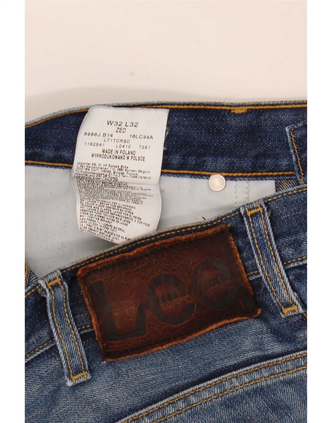 Lee Mens Zed Distressed Straight Jeans W32 L32 Blå Bomuld