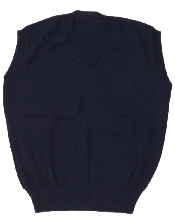 Vintage Herrevest Tank Top EU 50 Medium Navy Blue Polyacrylic