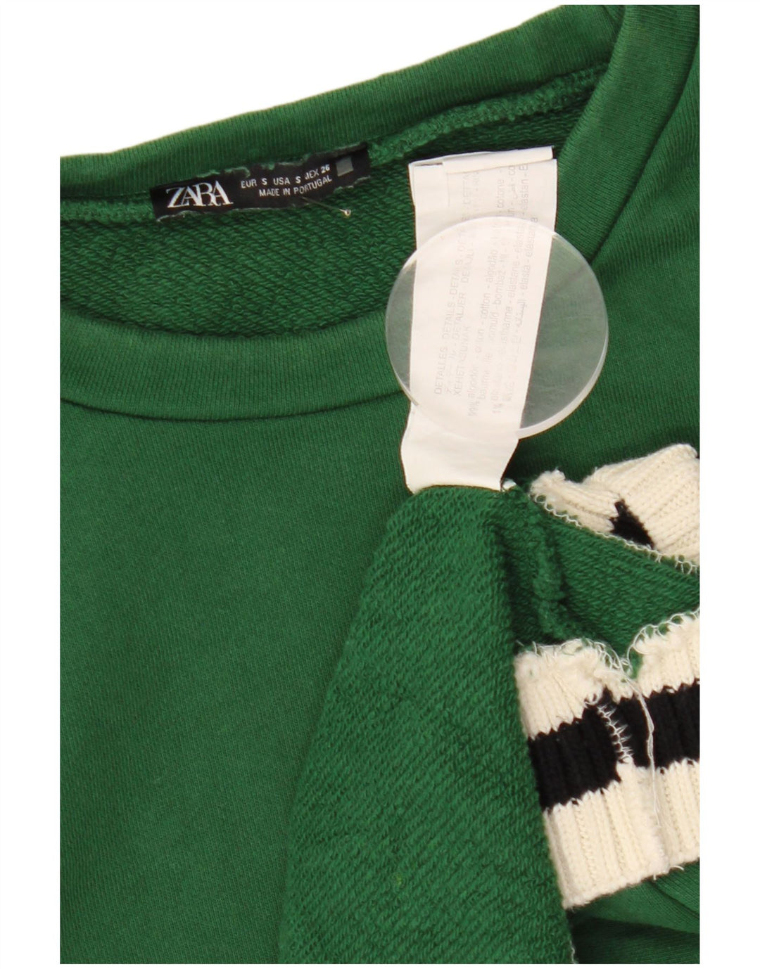 Zara Womens Oversized Sweatshirt Jumper UK 10 Lille grøn stribet bomuld