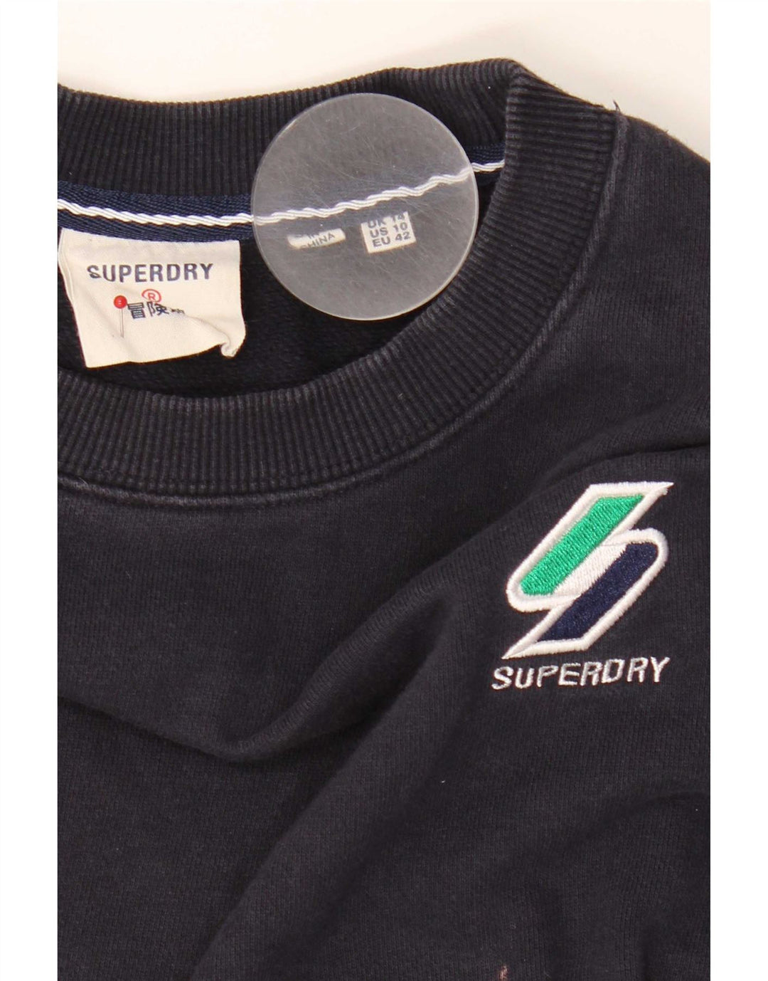 Superdry Sweatshirt Jumper til kvinder UK 14 Stor marineblå bomuld
