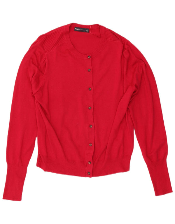 Marks & Spencer Dame Cardigan Sweater UK 14 Large Red Viscose