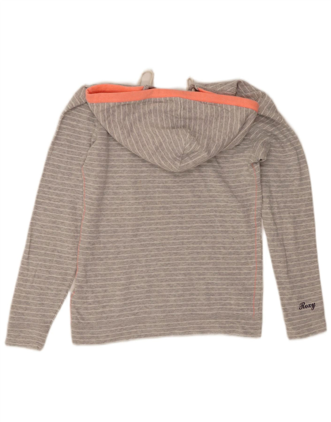 ROXY Womens Hoodie Jumper UK 10 Small Grey Striped Cotton