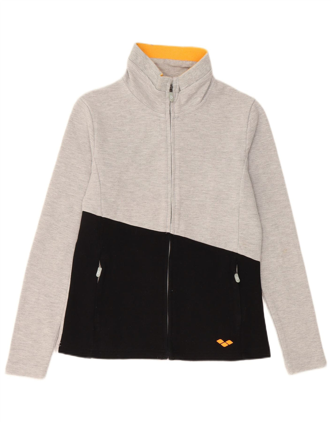 ARENA Womens Tracksuit Top Jacket UK 10 Small Grey Colourblock Cotton