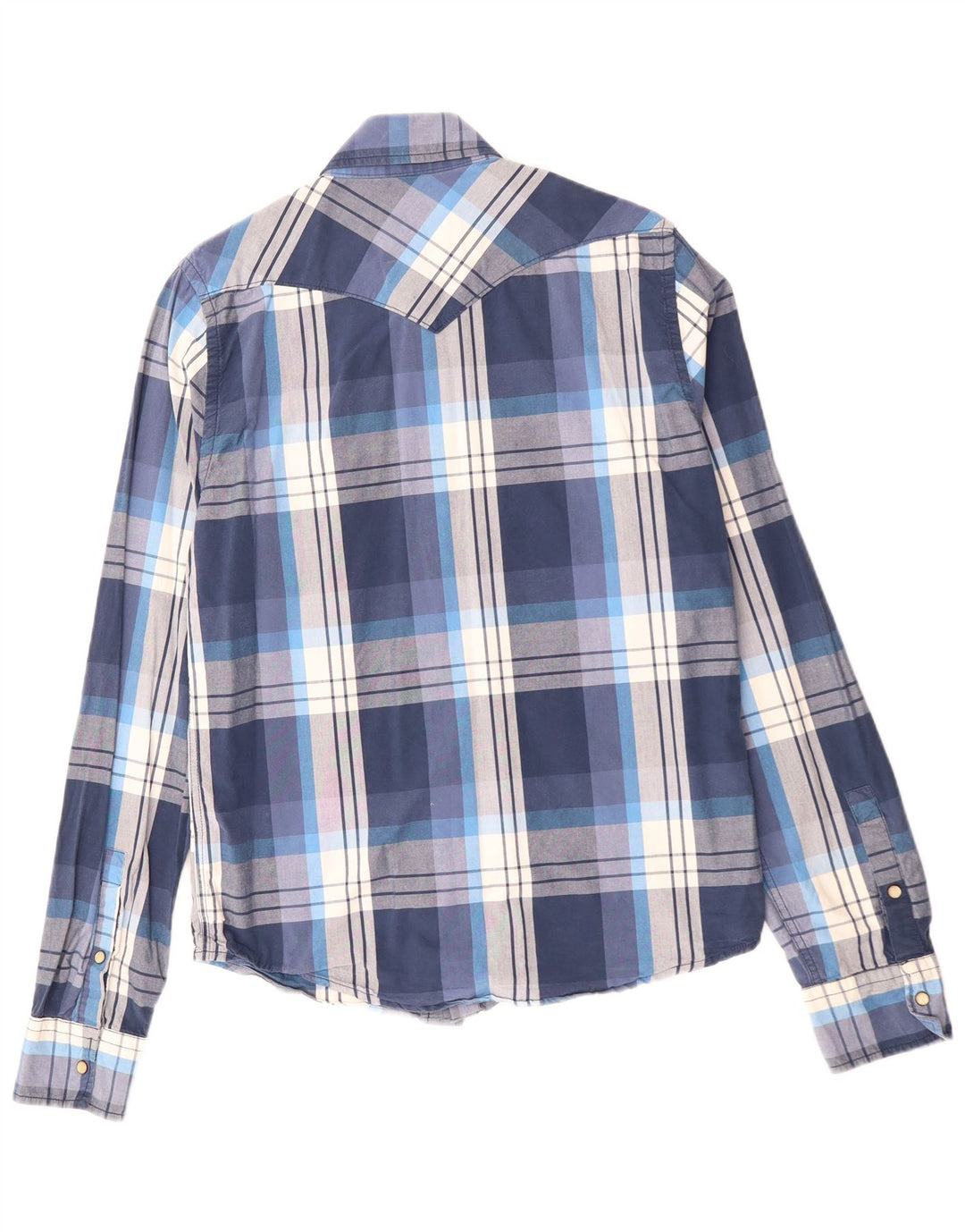 HOLLISTER Herreskjorte Stor marineblå plaid bomuld