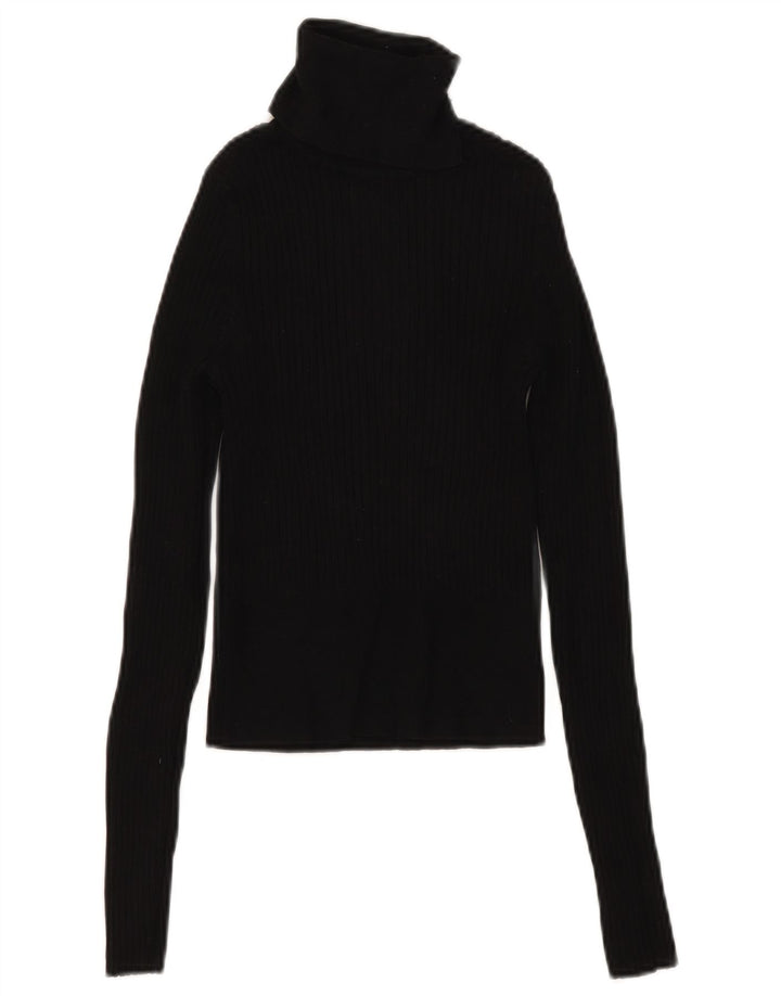 Zara Womens Crop Top Langærmet UK 8 Small Black Viscose