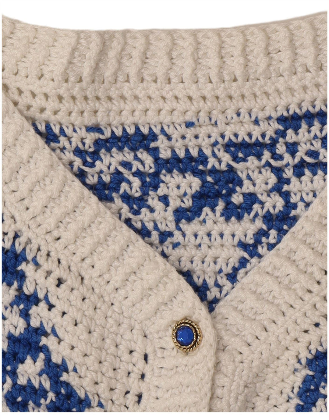 VINTAGE Womens Cardigan Sweater UK 16 Large White Colourblock