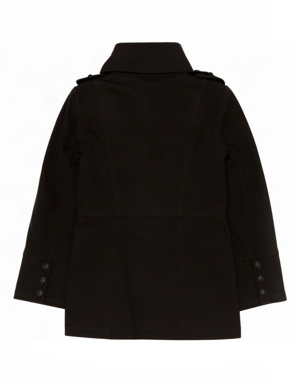 Zara Womens Military Pea Coat UK 16 Large Black Wool