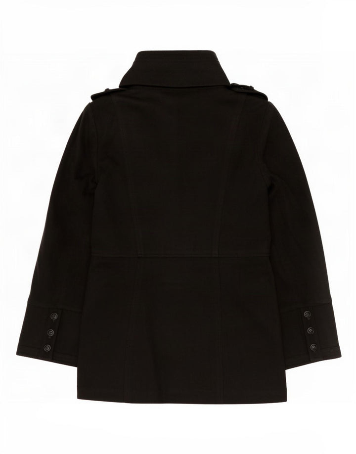 Zara Womens Military Pea Coat UK 16 Large Black Wool