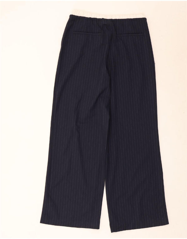 Zara kvinders højtaljede brede benbukser XS marineblå stribet polyester