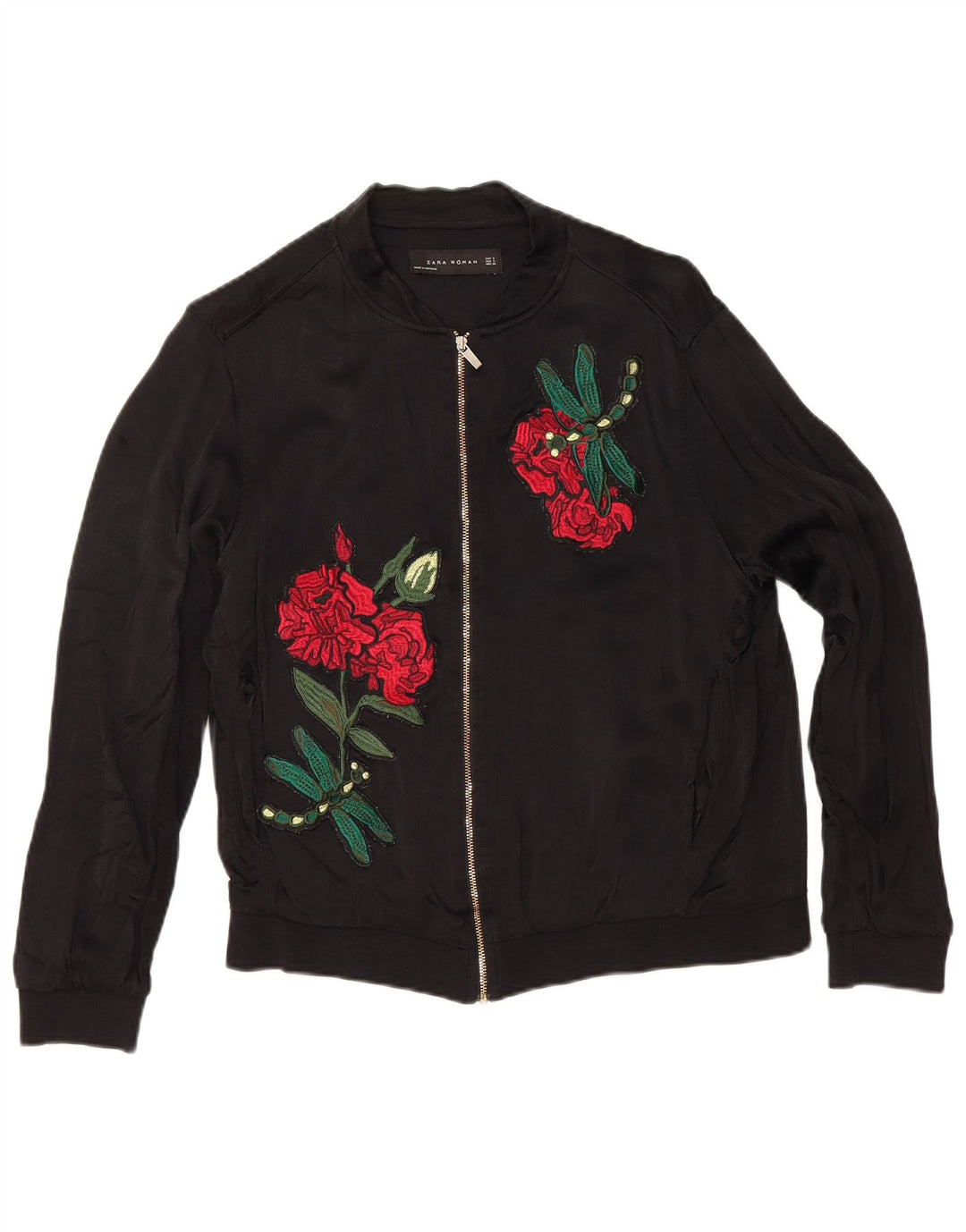 Zara Grafisk træningsdragt topjakke til kvinder UK 10 Small Black Floral