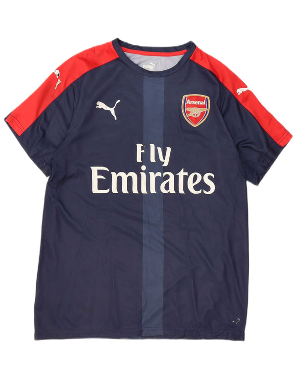 PUMA Boys Arsenal Grafisk T-Shirt Top 15-16 år Navy Blue Colourblock