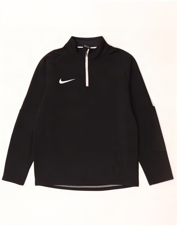 Nike Herre Dri Fit Pullover med lynlås-hals Træningsdragt Top Lille sort Colourblock
