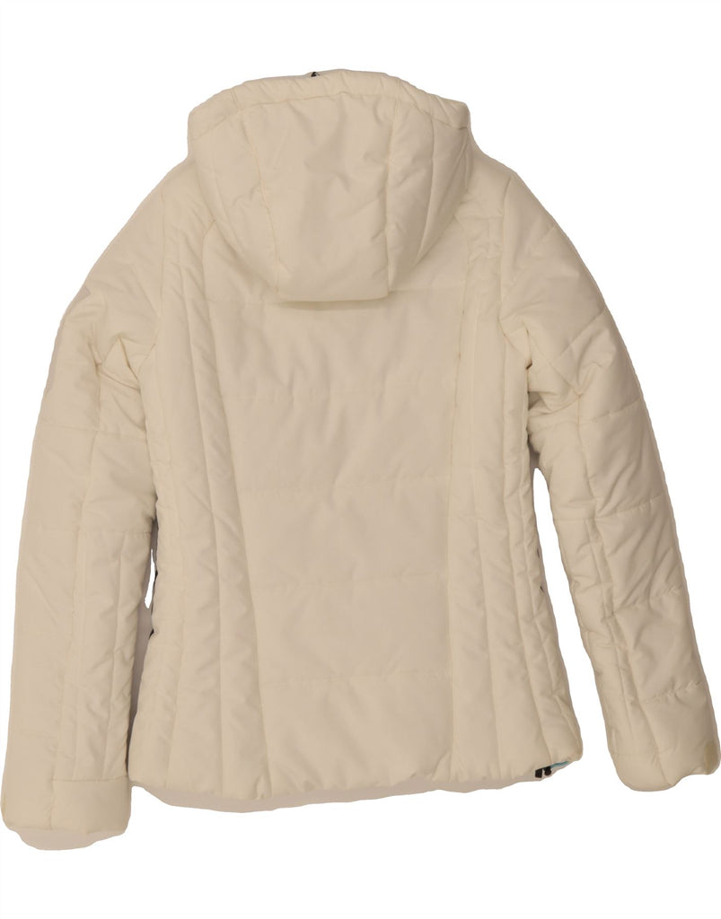 PEAK PERFORMANCE Womens Hooded Padded Jacket UK 6 XS Off White Colourblock Vintage Peak Performance and Second-Hand Peak Performance from Messina Hembry 