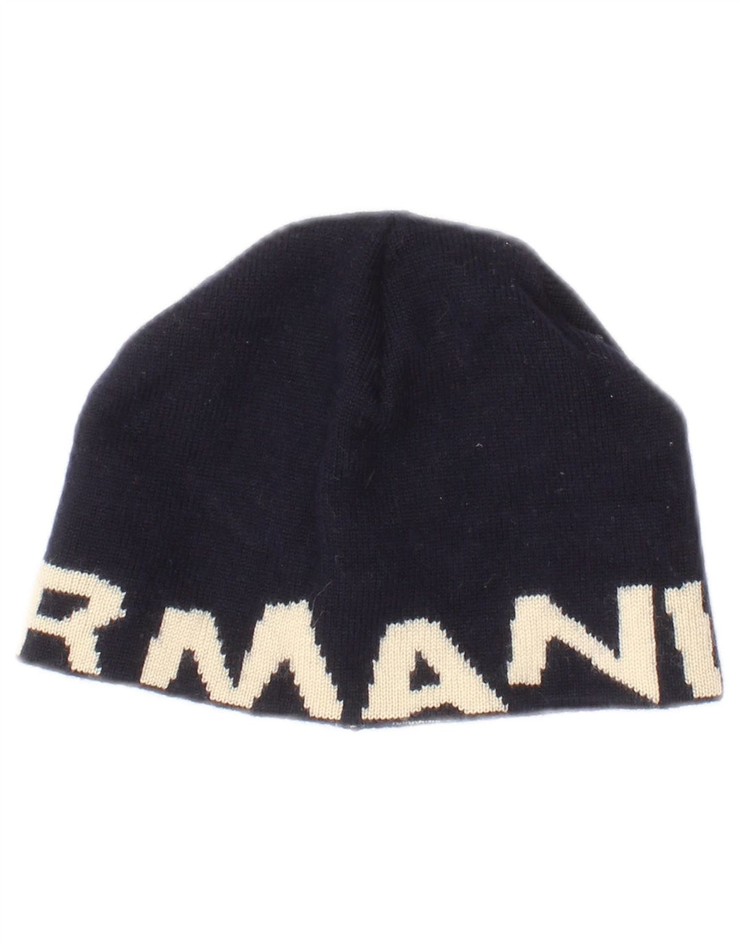 Armani Junior Drenge Grafisk Strik Beanie Hat One Size Navy Blue Colourblock