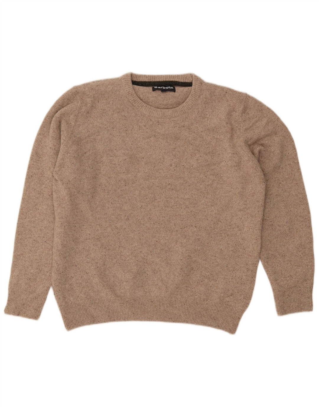 Barbour Herre Crew Neck Jumper Sweater Stor Beige Flecked Uld