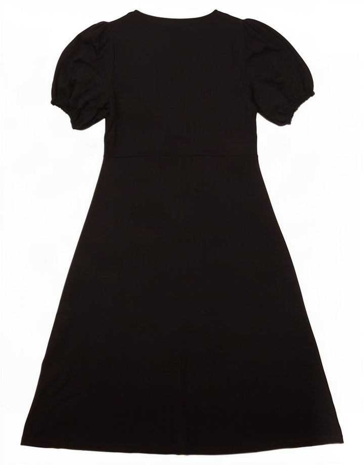Marks & Spencer Dame A-Line Kjole UK 12 Medium Sort Viscose