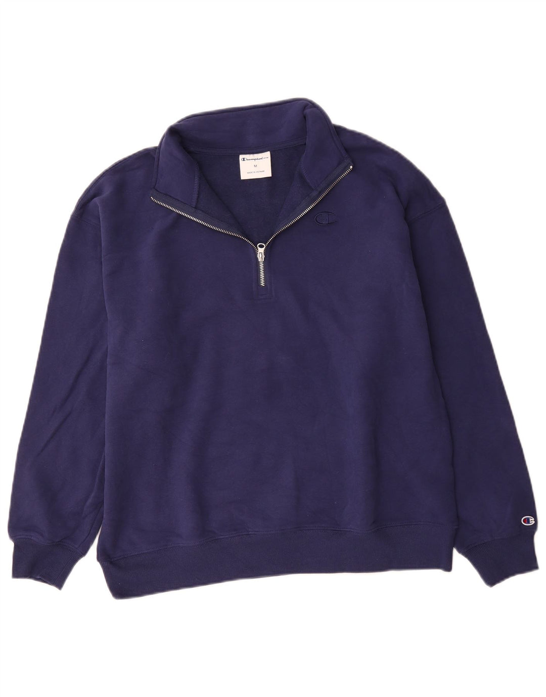 Champion Herre Zip Neck Sweatshirt Jumper Medium Navyblå Bomuld