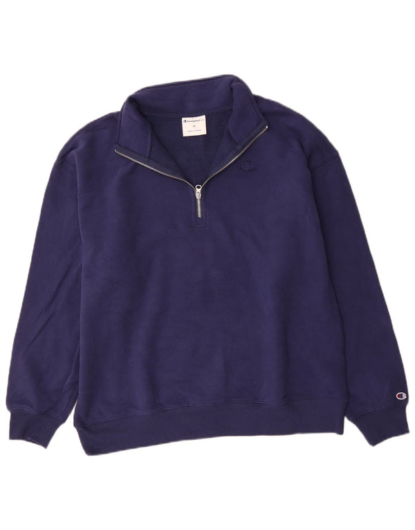 Champion Herre Zip Neck Sweatshirt Jumper Medium Navyblå Bomuld