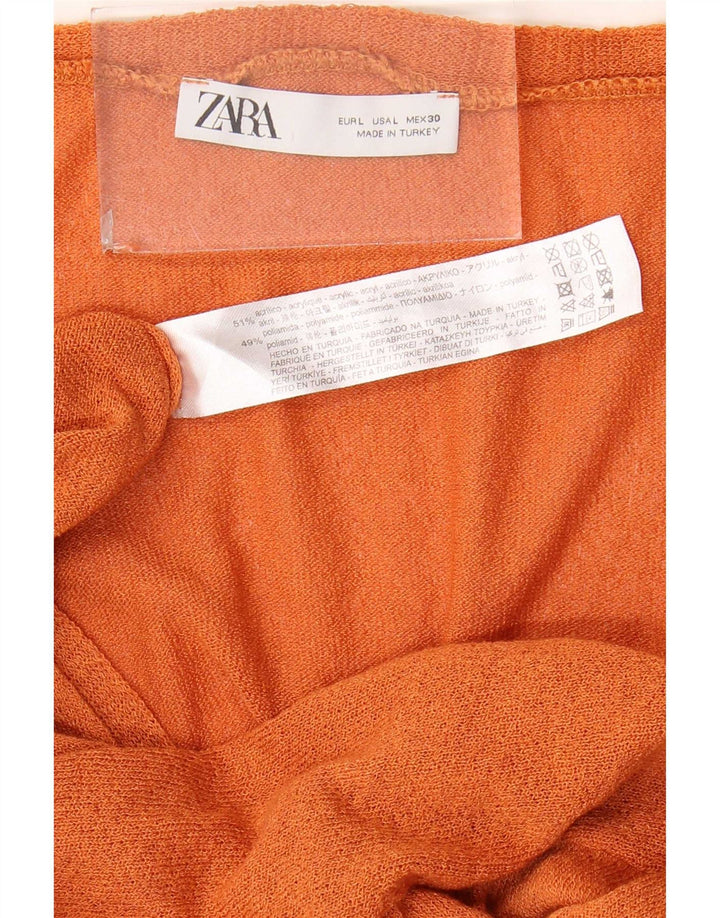 Zara Womens Oversized Cardigan Sweater UK 16 Large Orange Acryl