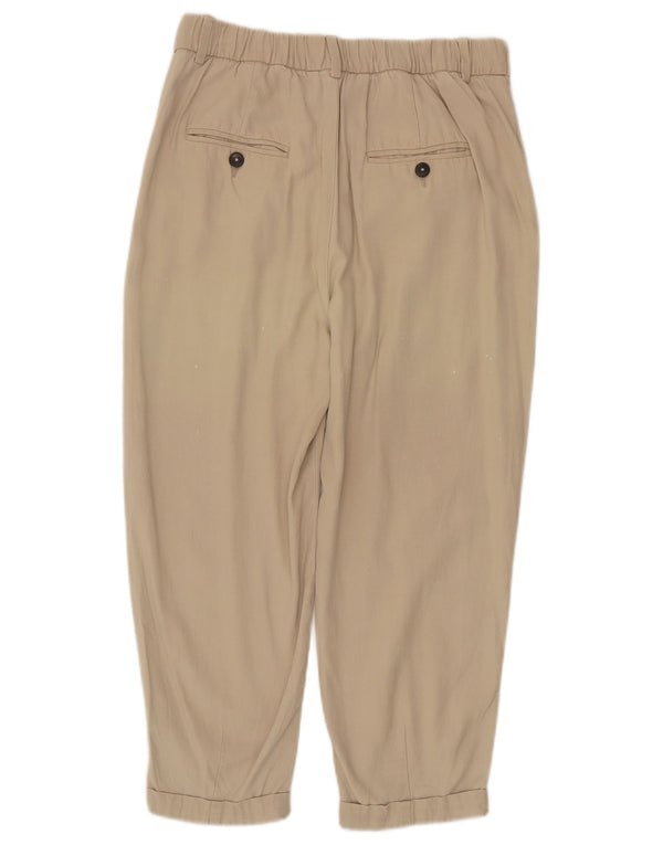 Zara Womens Tapered Chino Trousers Small W26 L22 Beige Lyocell