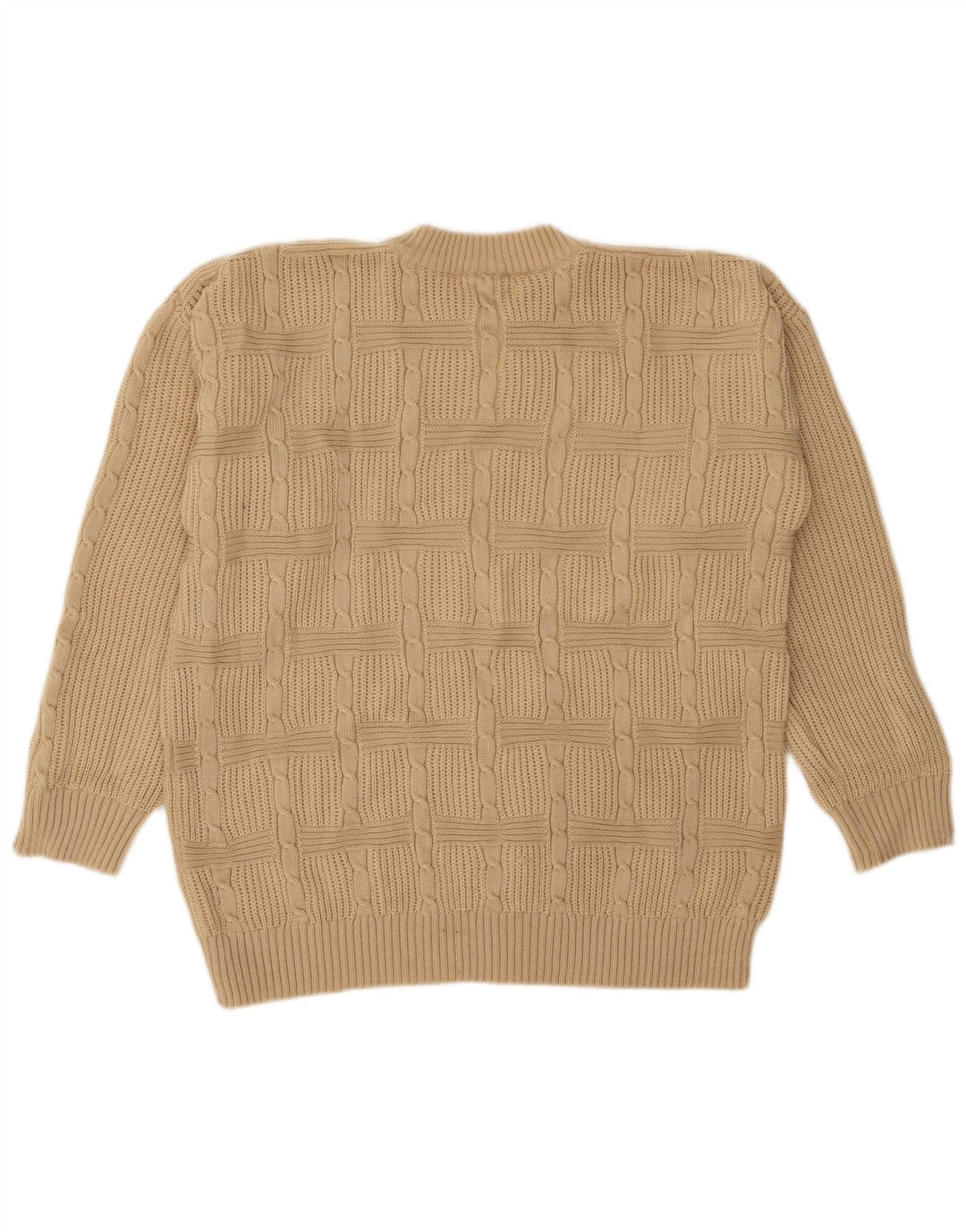 Vintage Herre Crew Neck Jumper Sweater IT 50 Medium Beige Akryl
